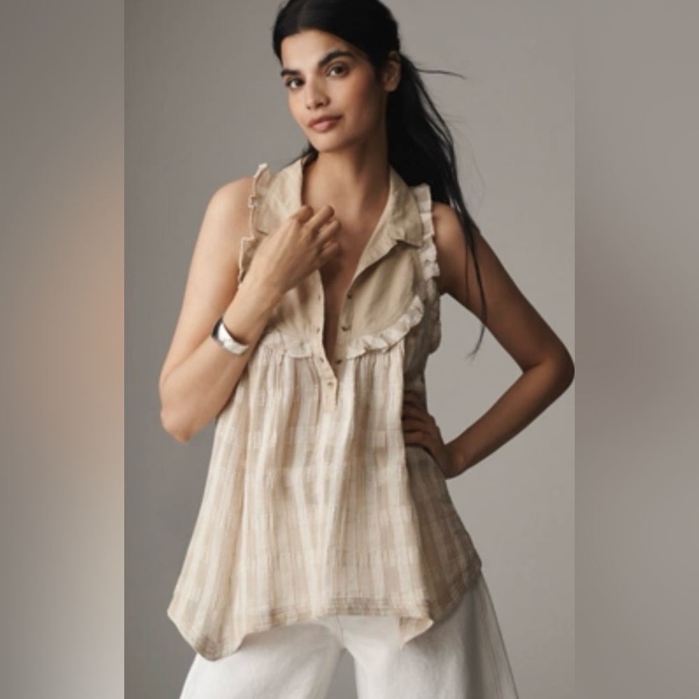 Pilcro sleeveless Seaside Collared swing Blouse